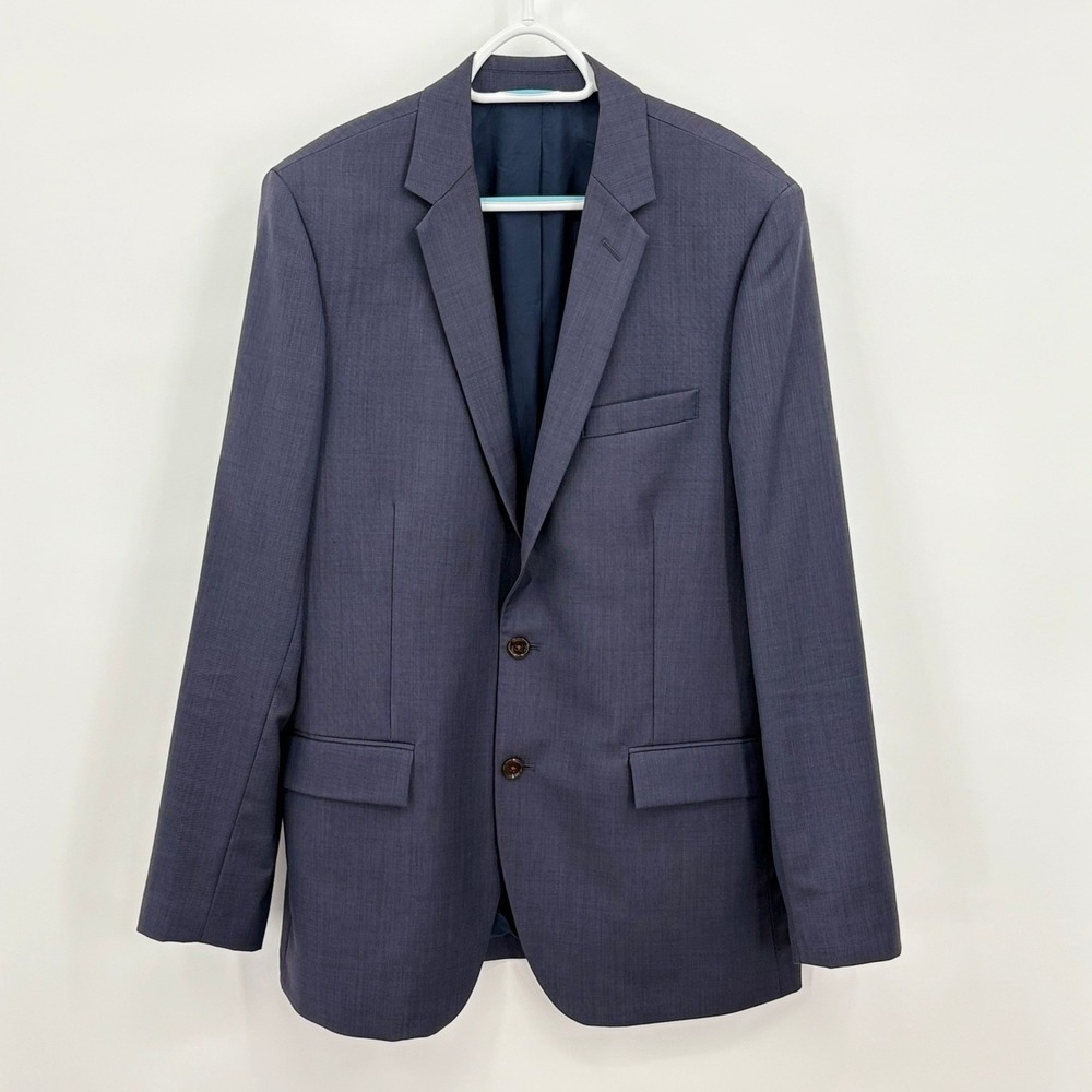 J.Crew Thompson Mens 42L Wool Blazer Blue 2-Button Suit Jacket 47226 SP16